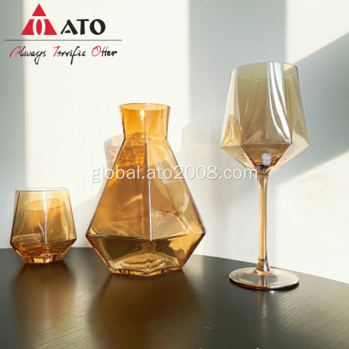 Pitchers Glass With Handle Clear Hexagon Pitch With Spray Plating Amber Glass Supplier